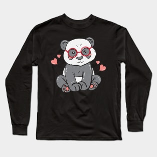 Little Bear Panda Nerd With Long Sleeve T-Shirt